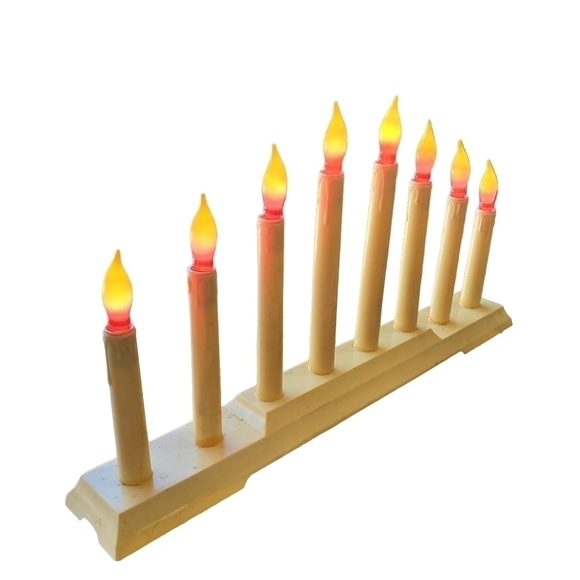 Vintage Other - Vintage 8 candle Candelabra plug-in Window or Table decor red/yellow flame bulbs